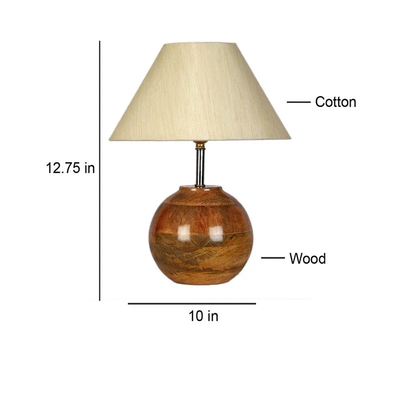 Auryon Cotton Table Lamp With Wooden Base media 7