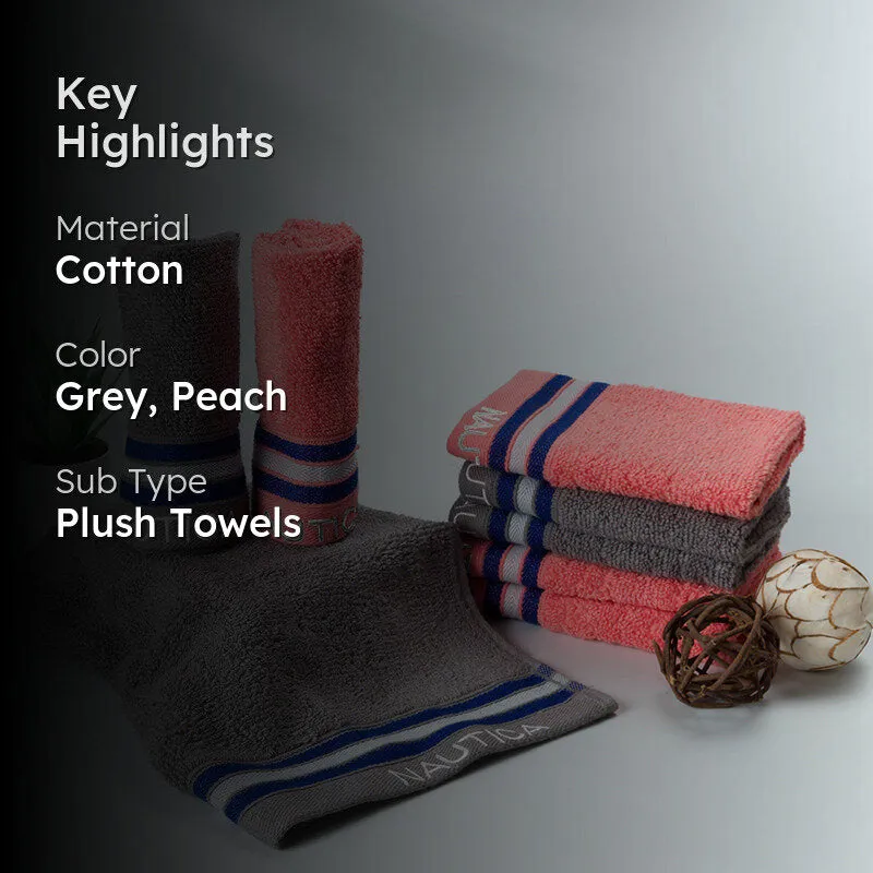 Nautica Dove Down Cotton Face Towel (Grey & Coral) - Set Of Eight media 2