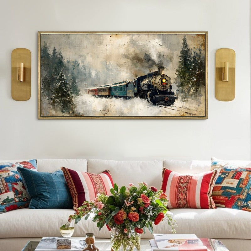 Frosted Pines Canvas Wall Painting With Frame