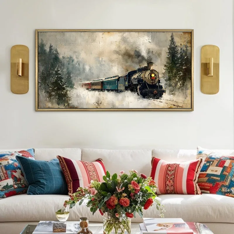 Frosted Pines Canvas Wall Painting With Frame media 1