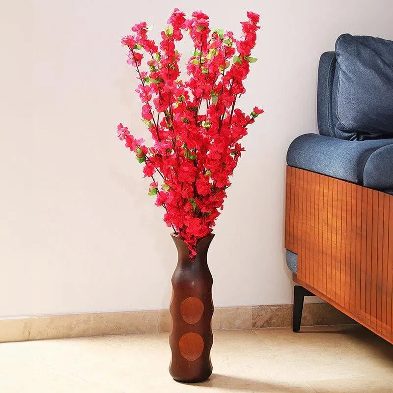 Faux Cherry Blossom Floral Bunch (Red) - Set oF Six media 1
