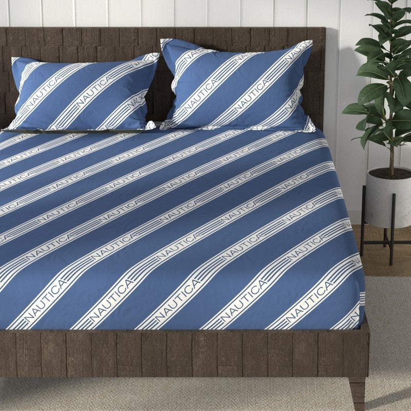 Nautica Cove Cotton Bedsheet (Silver Grey) - 160 TC media 4