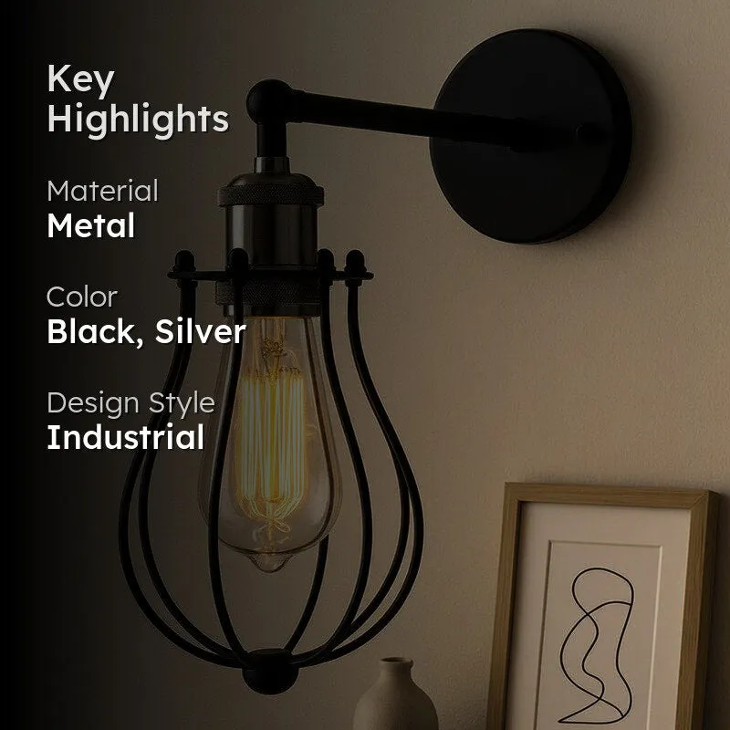 Poshell Metal Wall Lamp - Silver & Black media 2