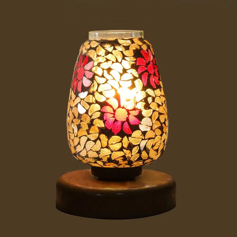 Vividlume Mosaic Glass Table Lamp With Wooden Base - Multicolor media 6