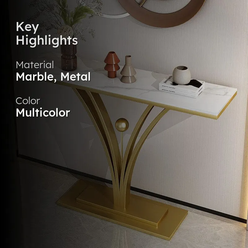 Modern Metal Console Table with Marble Base - Medium media 2