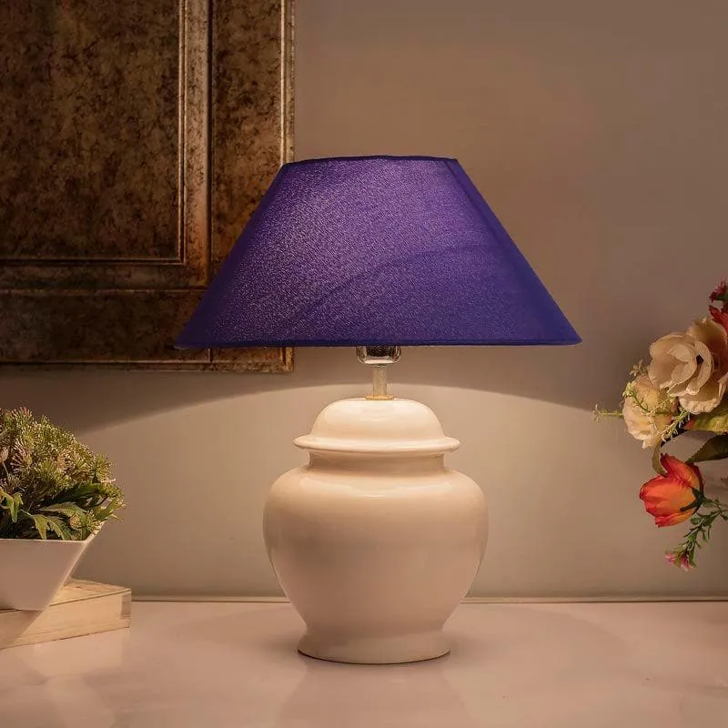 Fancy Pants Ceramic Table Lamp With Conical Shade - White,Blue media 1