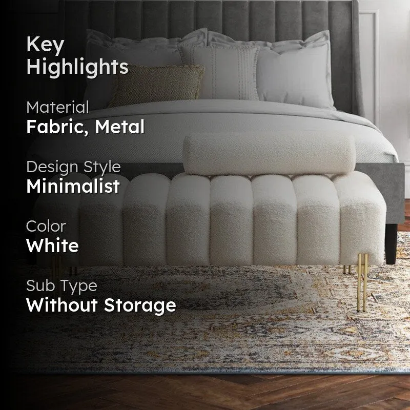 Victoria Fabric & Metal Bench - White media 2
