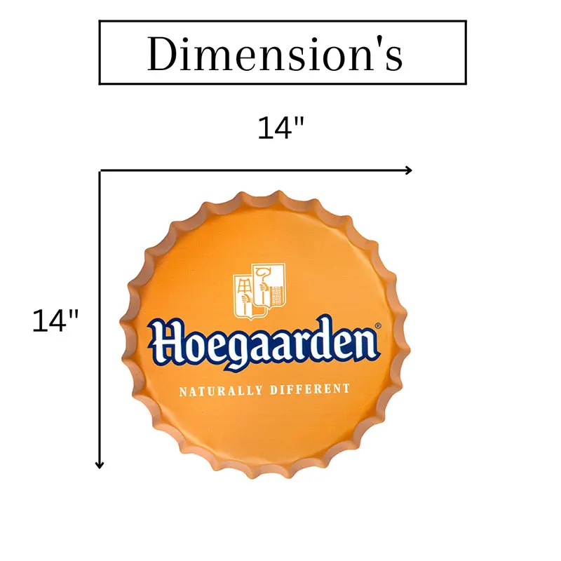 Hoegaarden Beer Bottle Cap Metal Wall Accent - 10