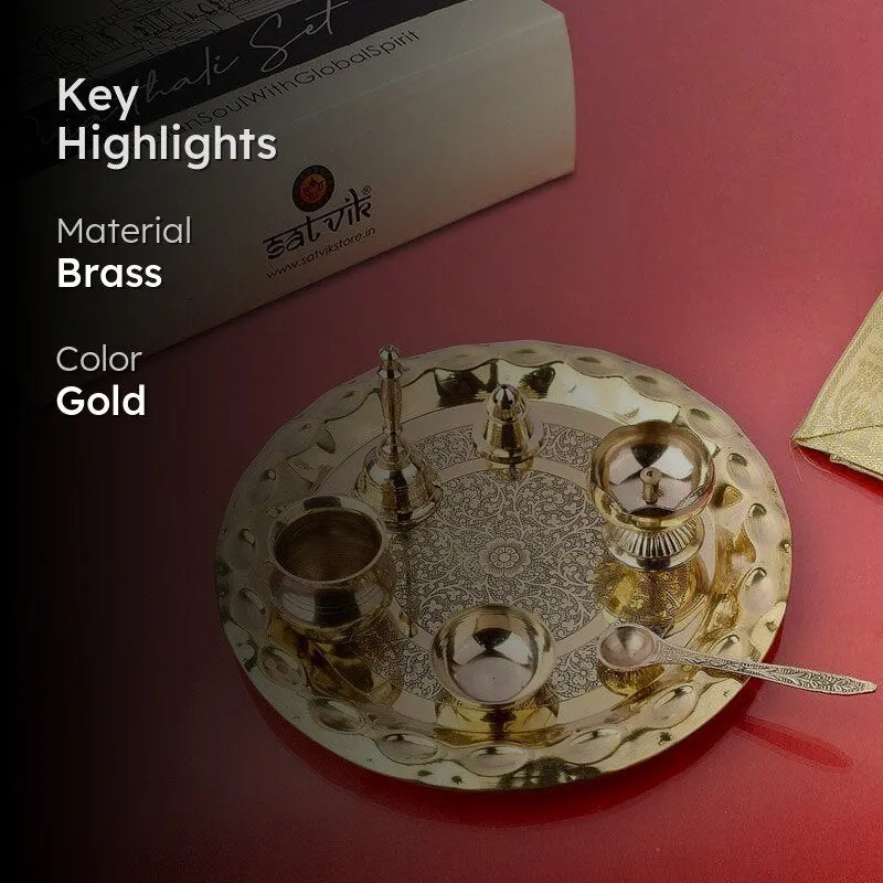 Kashmiri Kala Brass Pooja Thali media 2