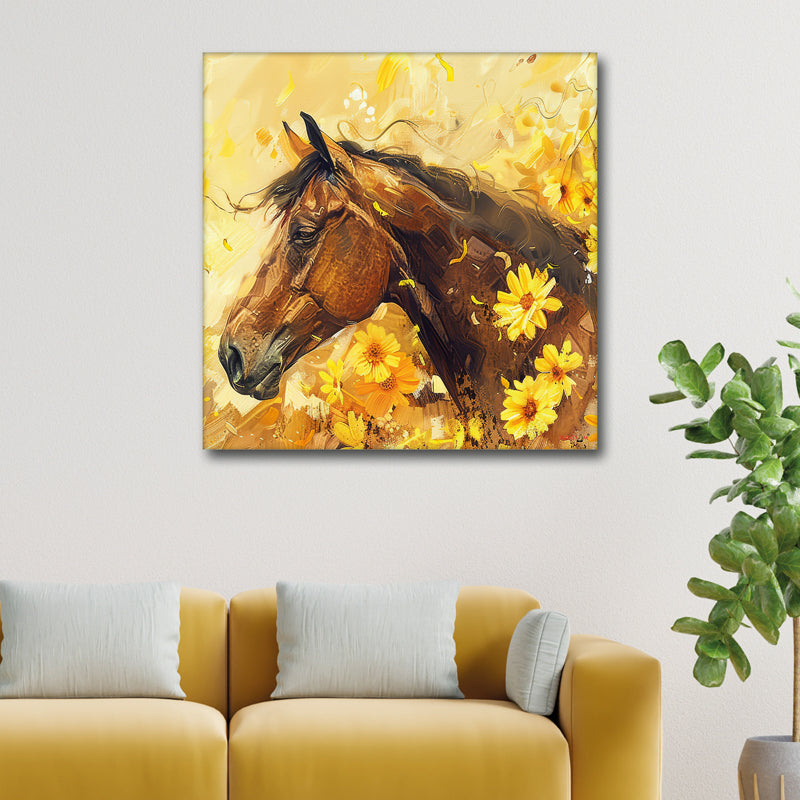 Garden Horse Canvas Wall Painting