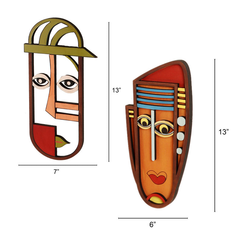 Kavya Mask Wooden Wall Accent - Set of Two media 6