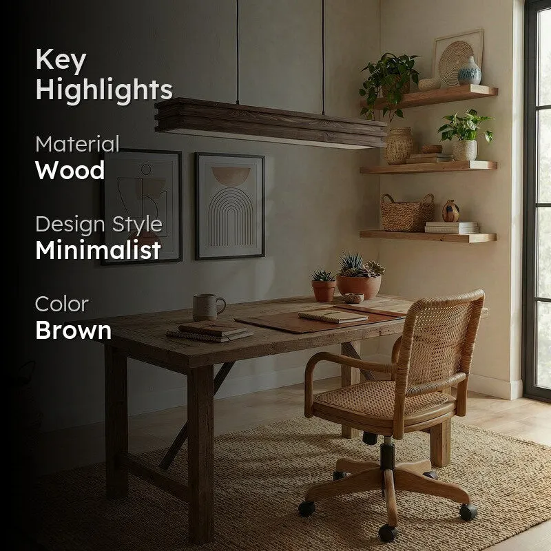Fynn Linear LED Wooden Ceiling Lamp - Brown media 2