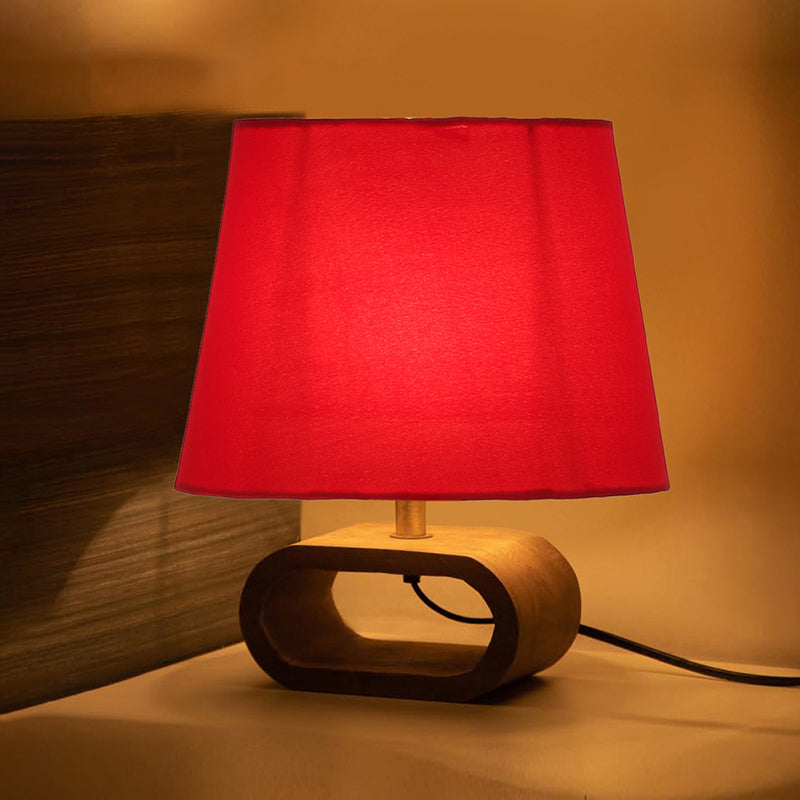 Adagio Wooden Table Lamp - Red,Brown