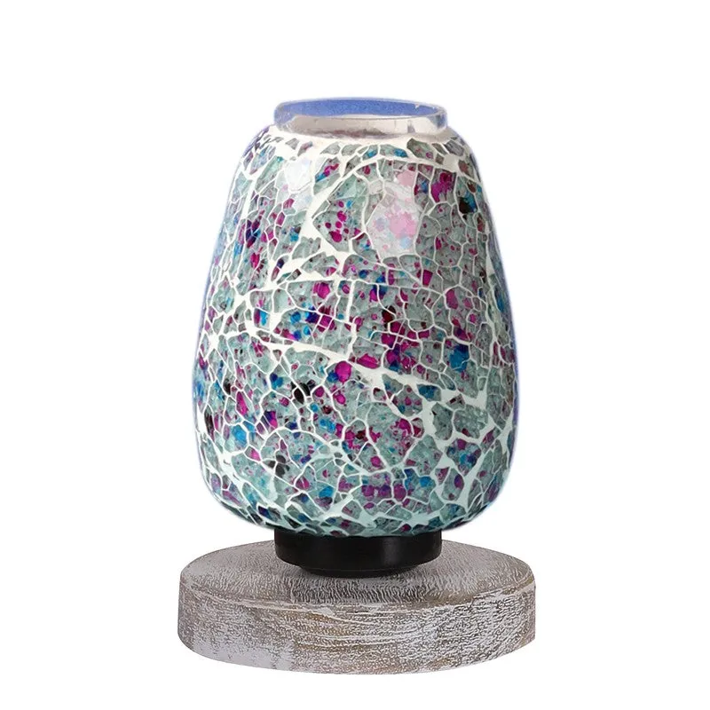 Glevis Glass Table Lamp With Wooden Base - Multicolor media 5