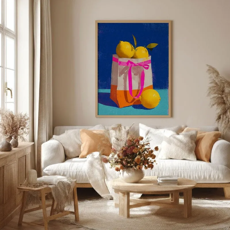 Juicy Lemonade Canvas Wall Painting - Brown Frame media 4