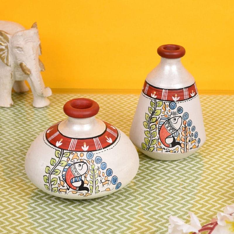 Prabasa Warli Wooden Wall Shelf With Pots - Four Piece Set media 3