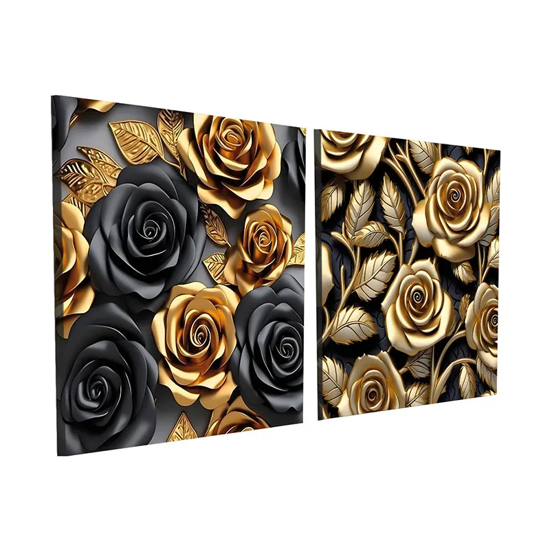 Gilded Roses Canvas Wall Art - Set Of Two media 4