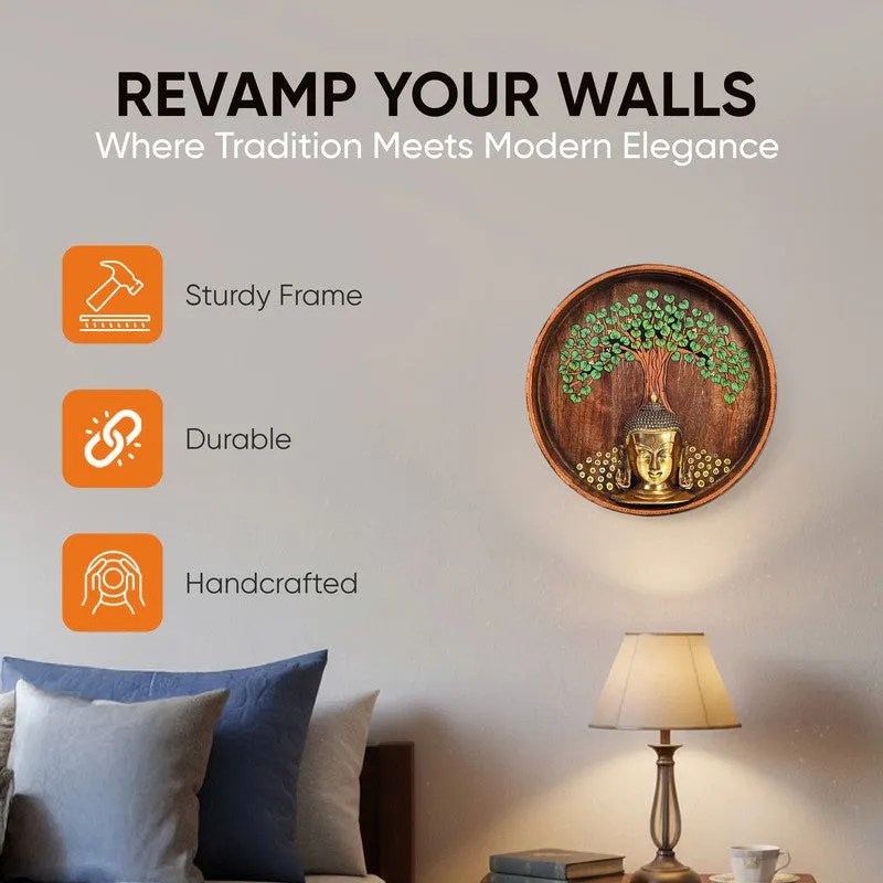Meditating Buddha Round Mango Wood Wall Accent media 13
