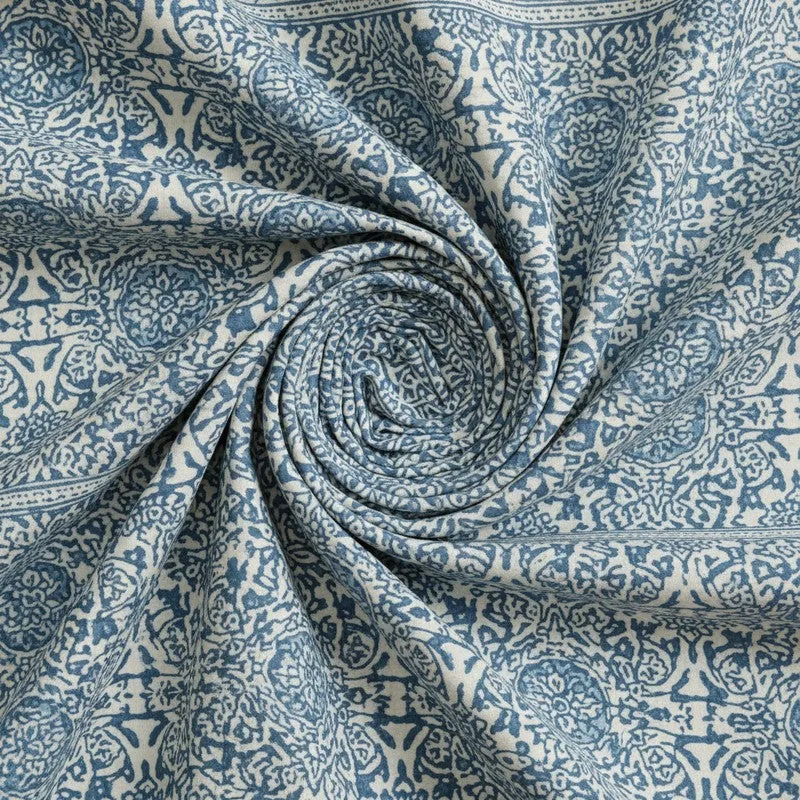 Anvi Ethnic Printed Cotton Bedsheet (Blue) - 120 TC media 5
