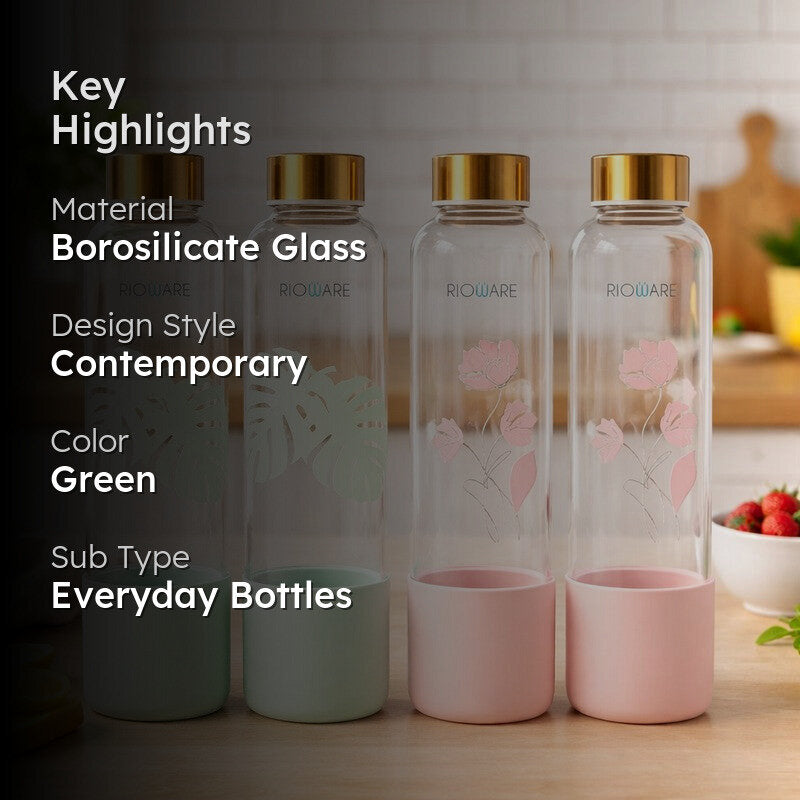 Rioware DailyPure Water Bottle (Green, Pink, 750 mL Each) - Set Of Four media 2