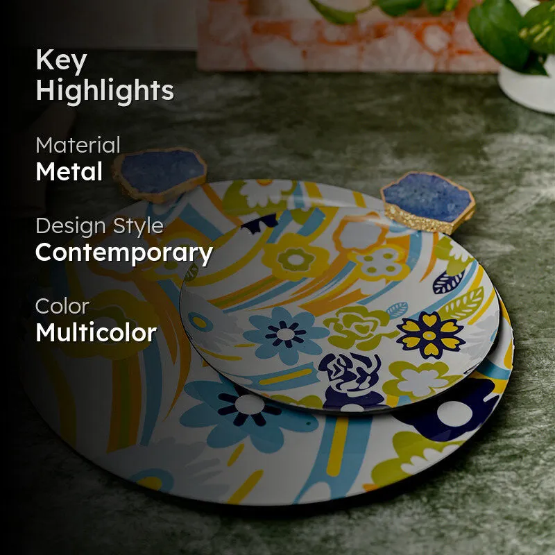 Ima Floral Metal Platter - Set of Two media 2