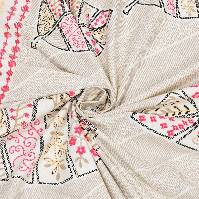Anshika Ethnic Cotton Bedsheet (Pale Yellow) - 160 TC media 6