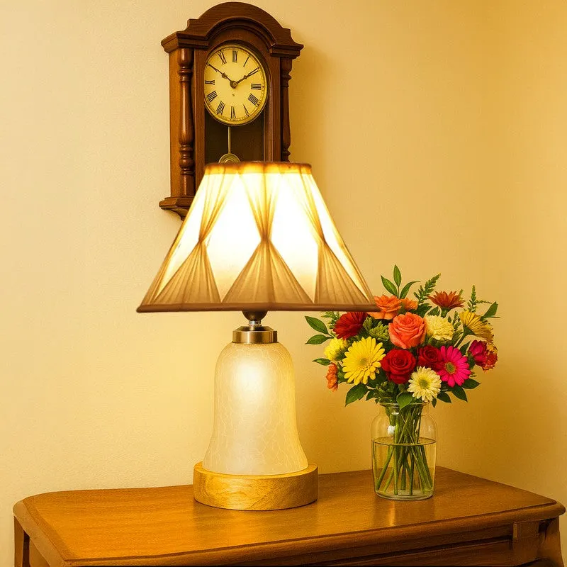 Zoravelle Smocked Wooden Table Lamp - OffWhite media 1