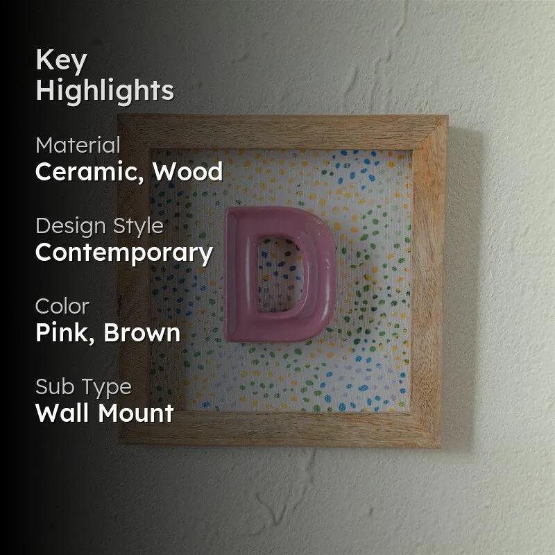 (D) Mini Mottled Mono Ceramic & Wooden Wall Accent - Pink media 2