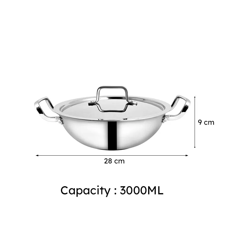 Trivanta Triply Kadhai With Lid - 3000 mL/11 Inch media 6
