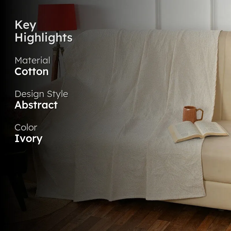 Bloomwave Abstract Cotton Throws - Cream media 2