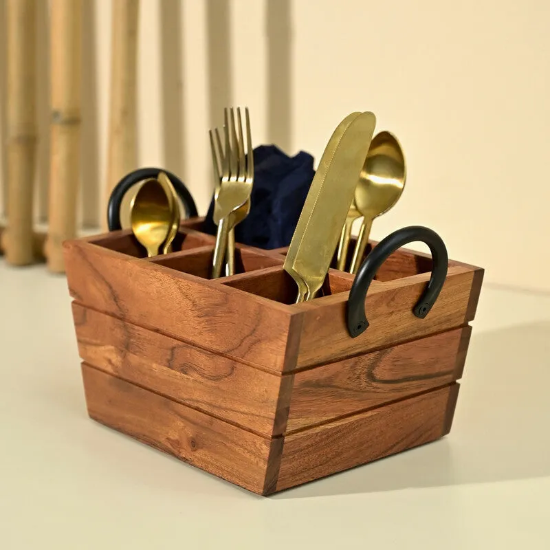 Veda Acacia Wood Cutlery Holder media 6