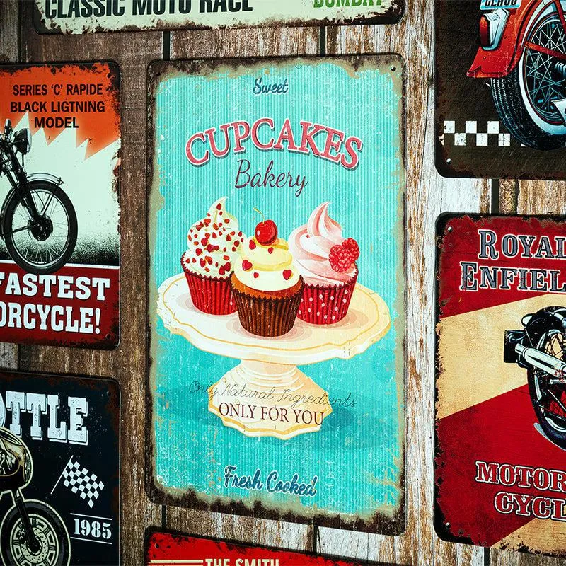 Cupcake Bakery Retro Metal Wall Accent media 1