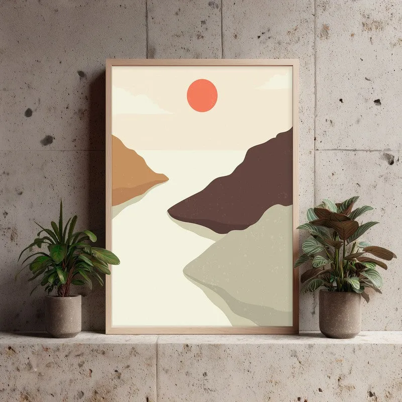 Crimson Horizon Archival Canvas Wall Art - Natural Brown Frame media 4