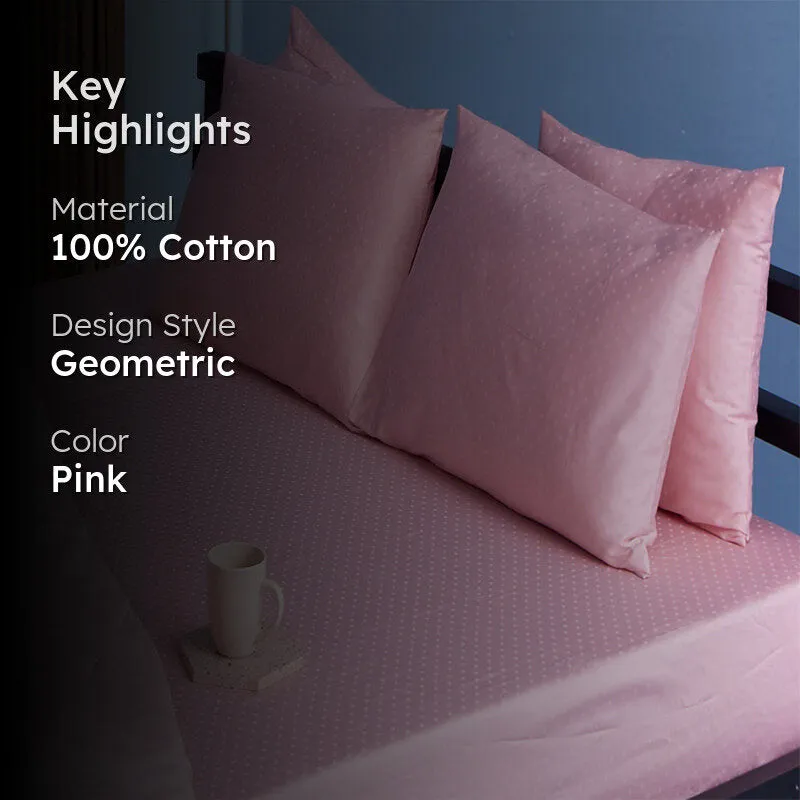 Swiss Dot Cotton Pillow Cover (Cameo Rose,300TC) - Set Of Two media 2