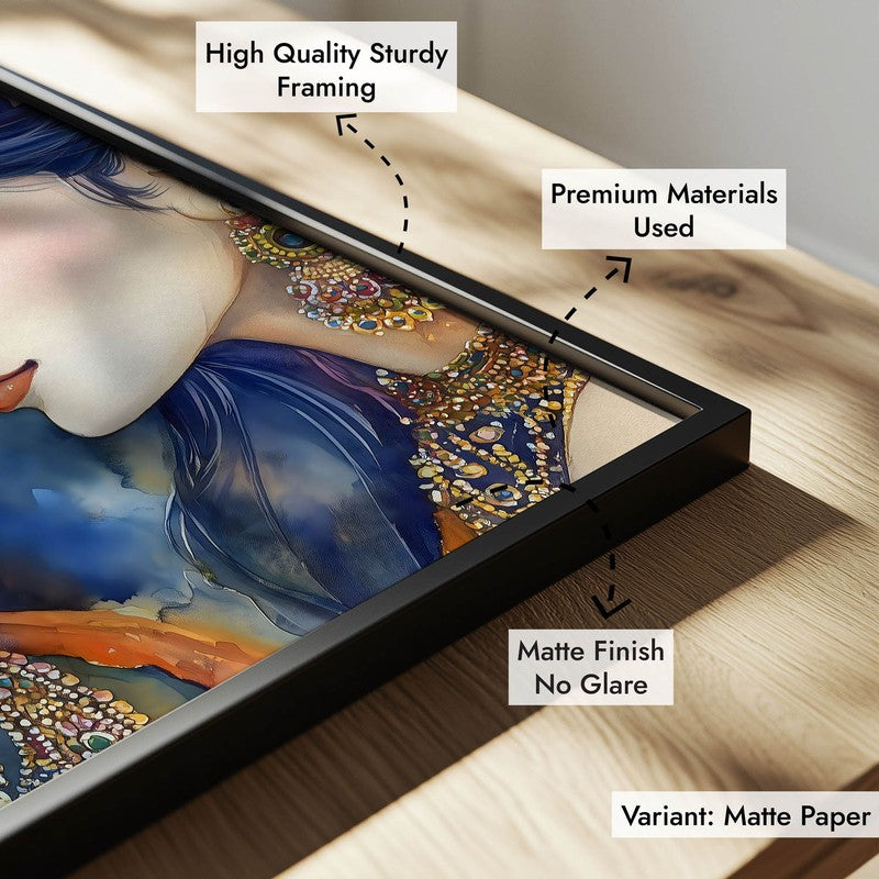 Vrindavan's Heart Spiritual Archival Paper Wall Painting With Frame - Black media 7