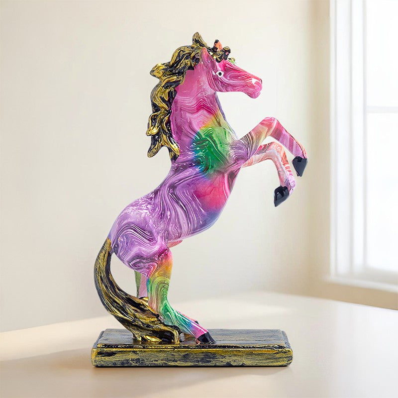 Colorful Rearing Horse Showpiece - Pink media 3