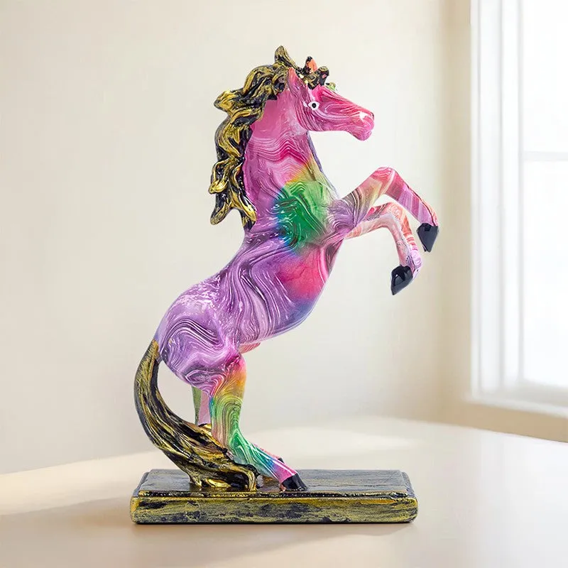 Colorful Rearing Horse Showpiece - Pink media 3