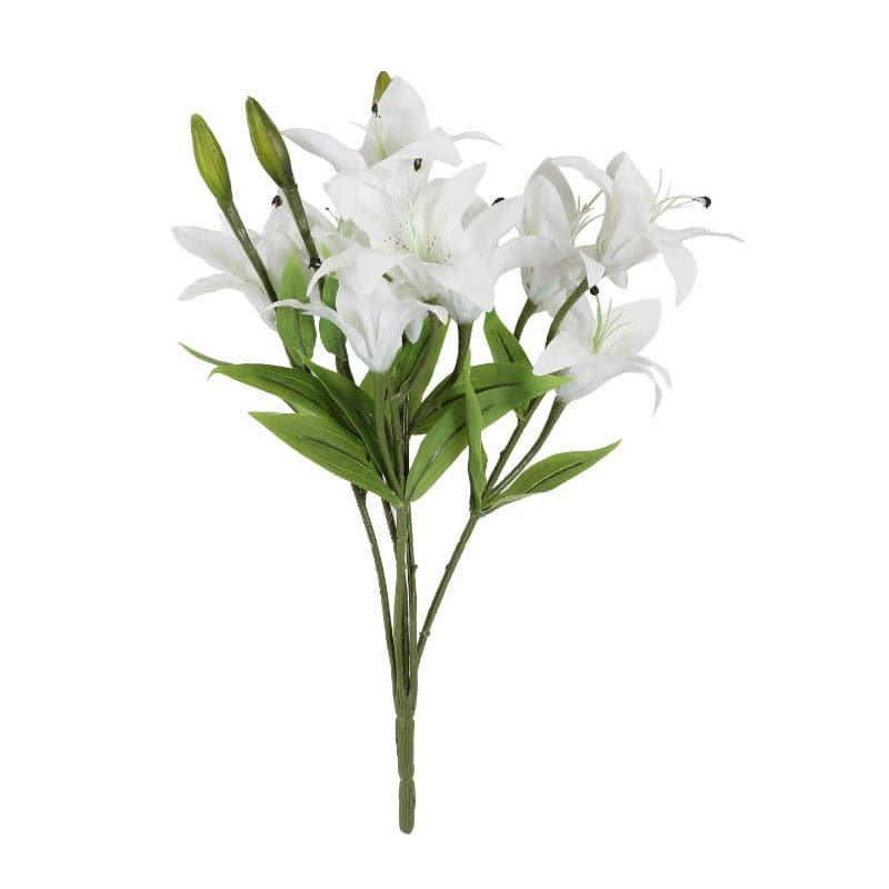 Faux Trumpet Lily Bunch - White media 4
