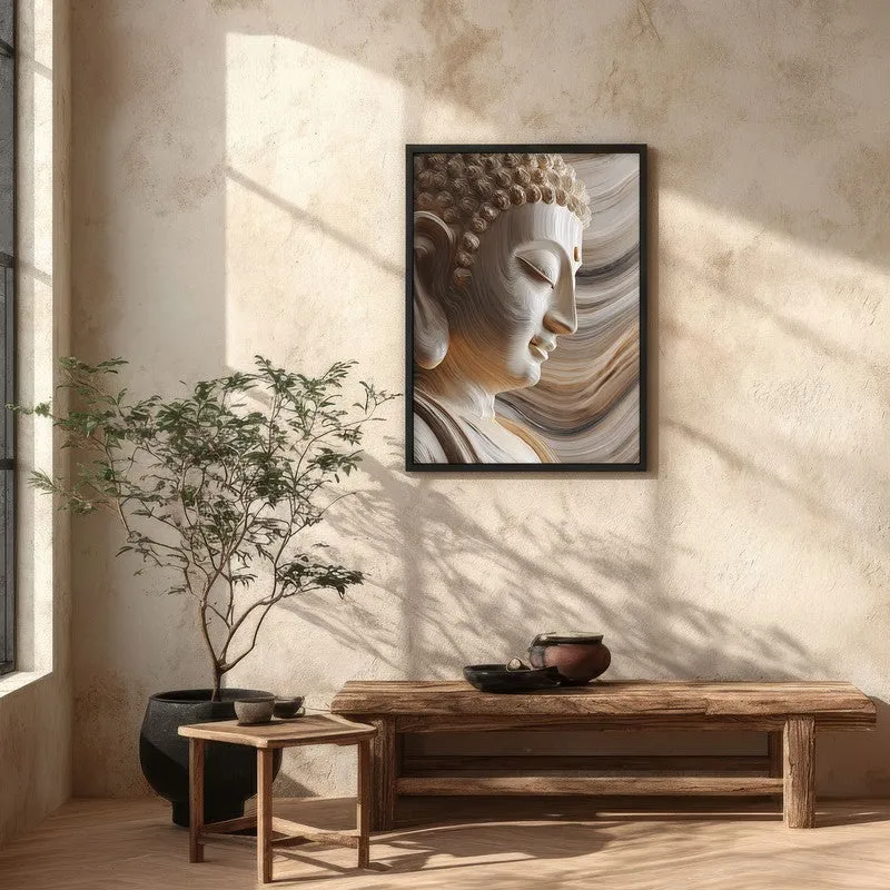 Ivory Buddha Serenity Archival Paper Wall Painting With Black Frame media 5