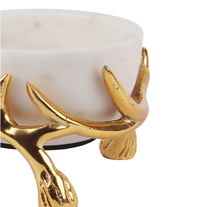 Carrara Cradle Marble Serving Bowl With Metal Stand (White) - 300 ML media 5