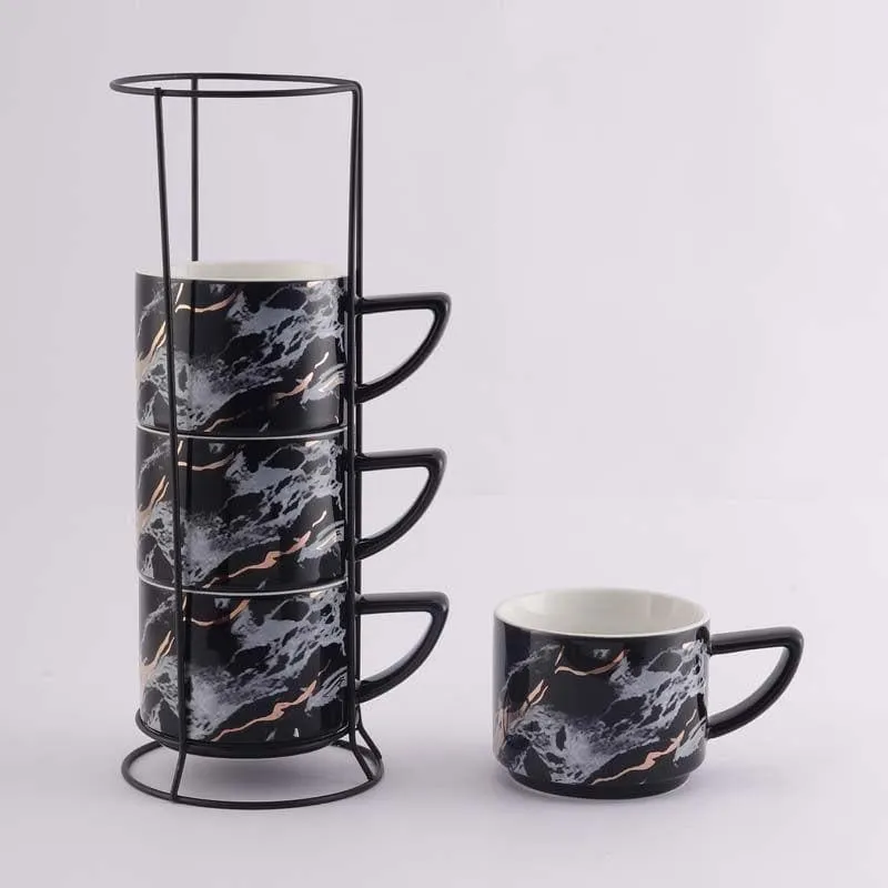 Marble Ceramic Tea Cup (200 mL Each) - Set of Four media 6
