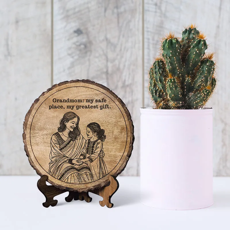 Grand Mother: Greatest Gift Wood Showpiece - Round media 1