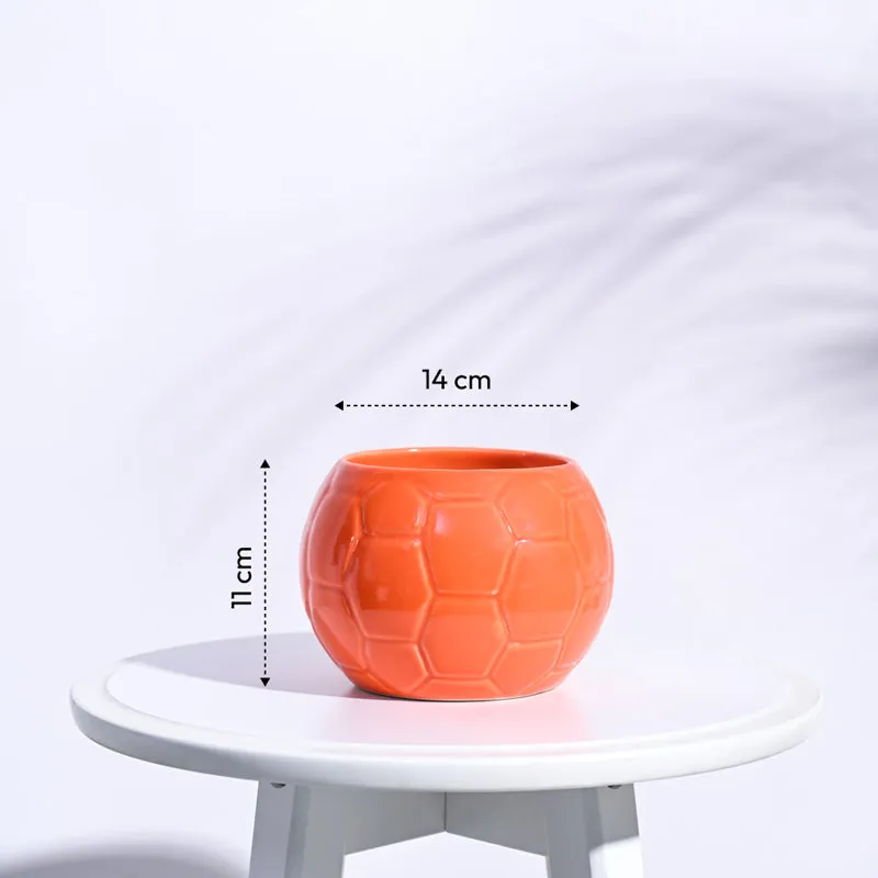 Ugaoo Football Orange Ceramic Pot media 6