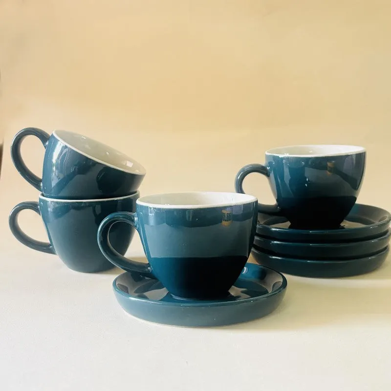 Ceramic Cup & Saucer (Deep Green/180 mL Each) - Set of Four media 6