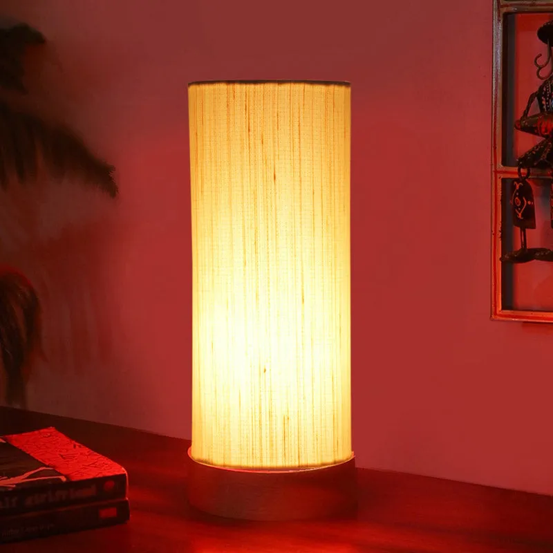 Jaala Tower Wooden Table Lamp - White,Brown media 2