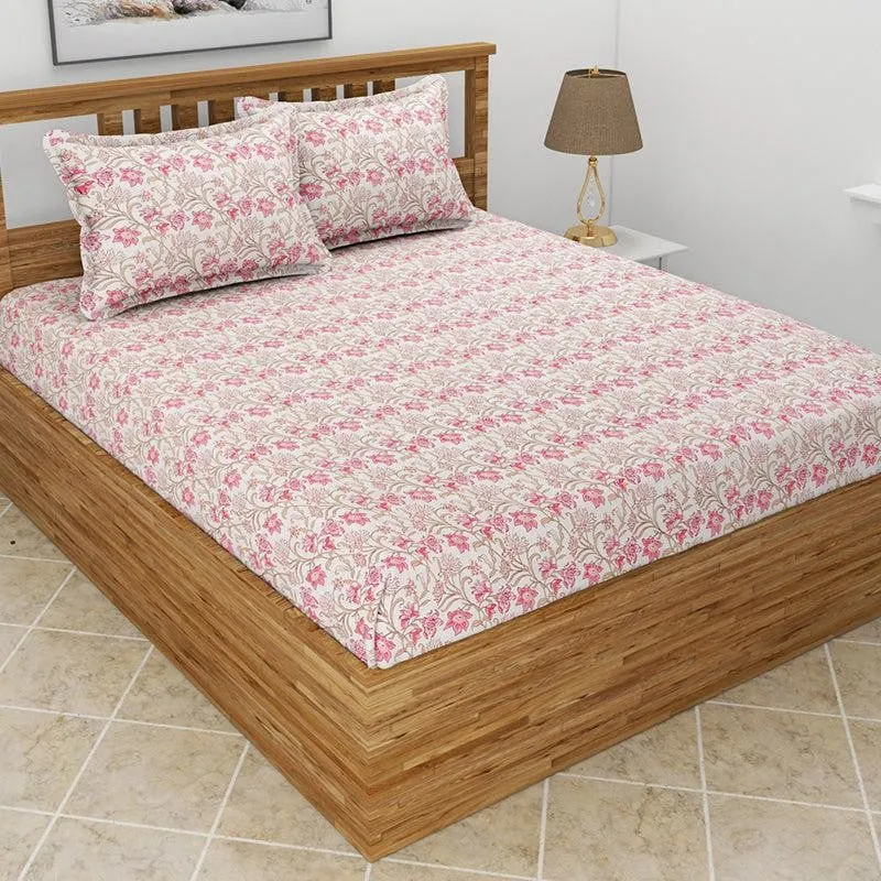 Philox Floral Microfiber Bedsheet (Pink) - 140 GSM media 5