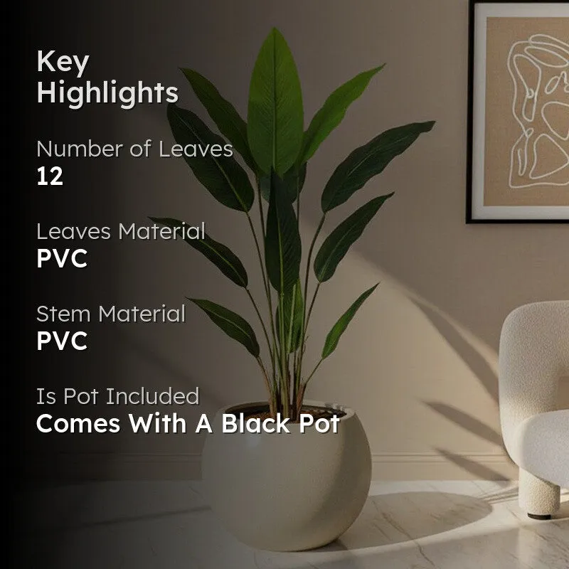 Artificial Strelitzia Plant With Black Fiber Pot - 3.9 Feet media 2