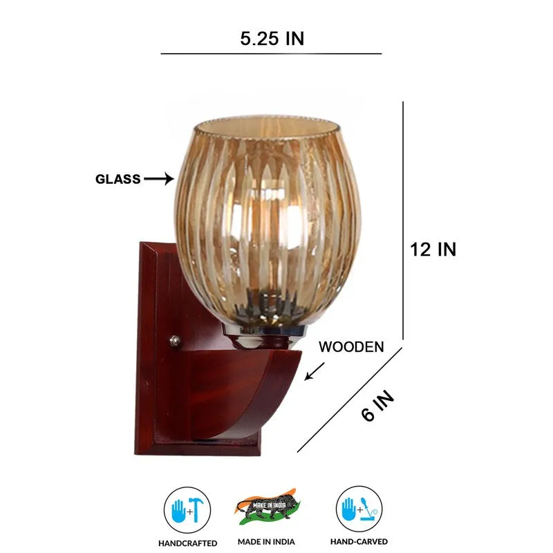 Vintage Glow Wooden Base Glass Wall Lamp media 8