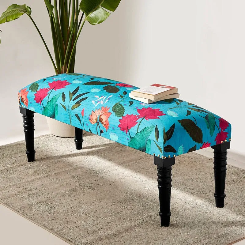India Circus Sheesham Wood Blossomy Mosaic Wooden Bench media 1