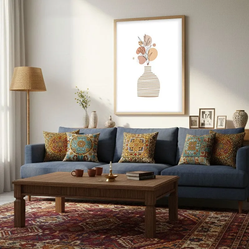 Striped Clay Canvas Wall Painting With Brown Frame media 5